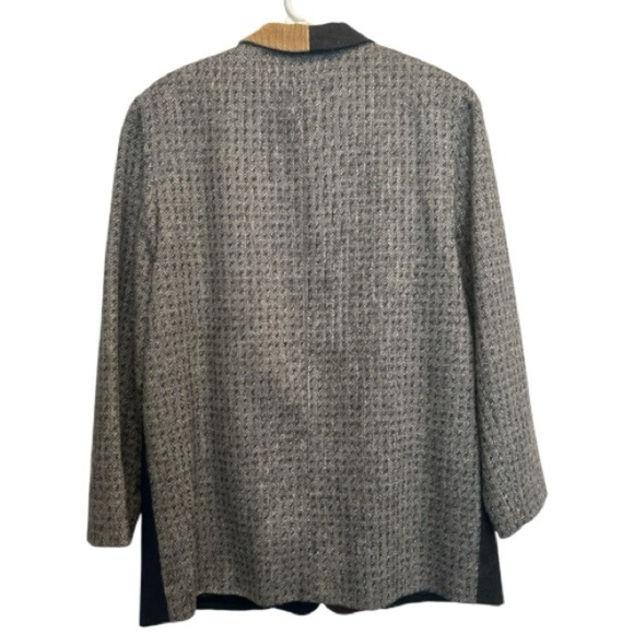 Harvé Benard 100% Wool Patchwork Tailored Blazer Jacket Corduroy Trim Size 16 - Picture 5 of 11